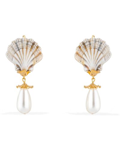 Pats Jewelry Shell Pearl Earrings - Metallic
