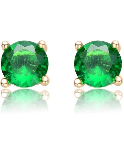 Genevive Jewelry Rachel Glauber Gold Plated Four-mm Green Cubic Zirconia Earrings