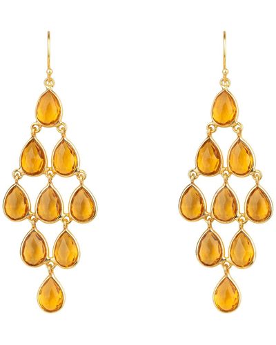 LÁTELITA London Erviola Gemstone Cascade Earrings Gold Citrine Hydro - Metallic