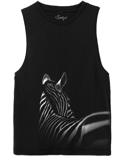 Zenzee Zebra Animal Print Tank Top - Black