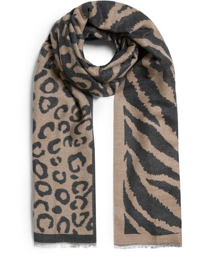 James Lakeland Leopard-zebra Print Scarf Beige - Black