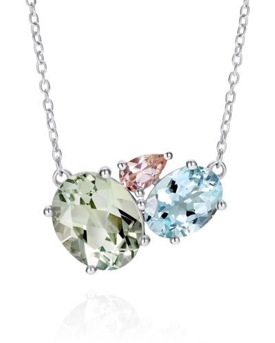 Augustine Jewels Green Amethyst Cluster Necklace - Blue