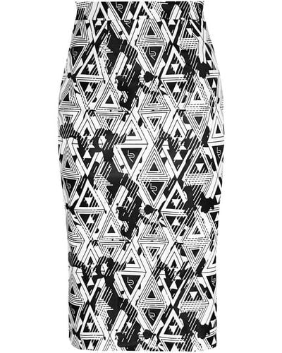 Le Réussi Amour Geometric Pencil Skirt - Black