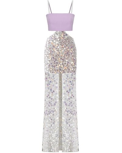 Fickle Hearts Ariel Mermaid Cut Sequin Evening Gown - White