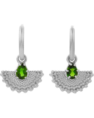 Zoe & Morgan Petal Earrings Silver - Green