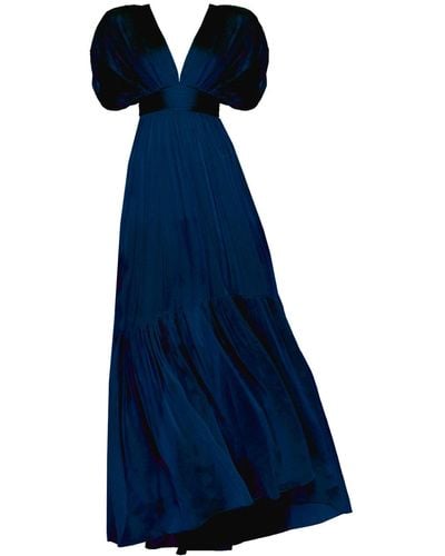 Angelika Jozefczyk Lerena Chiffon Evening Gown Navy - Blue