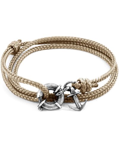 Anchor and Crew Sand Clyde Anchor Silver & Rope Bracelet - Metallic