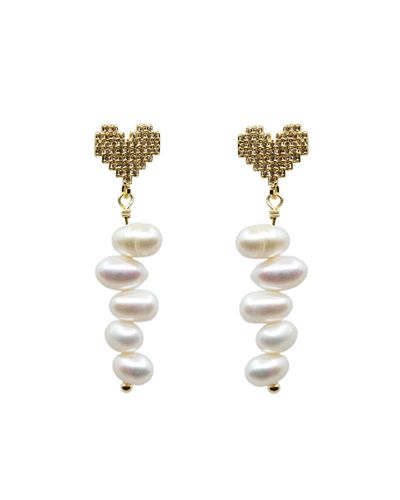 Ninemoo Heartfelt Pearl String Earrings - Metallic
