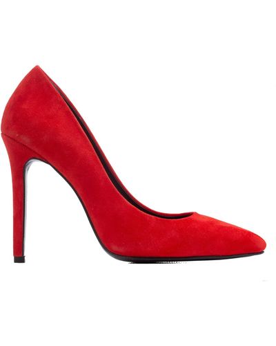 Ginissima Alice Stiletto Suede Leather Shoes - Red