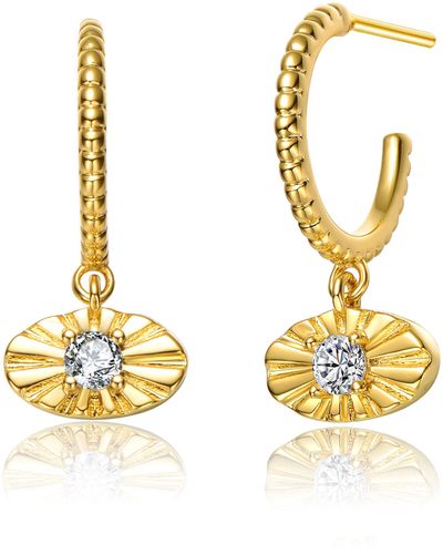 Genevive Jewelry Rachel Glauber Gold Plated Round Charm Open Hoop Earrings - Metallic