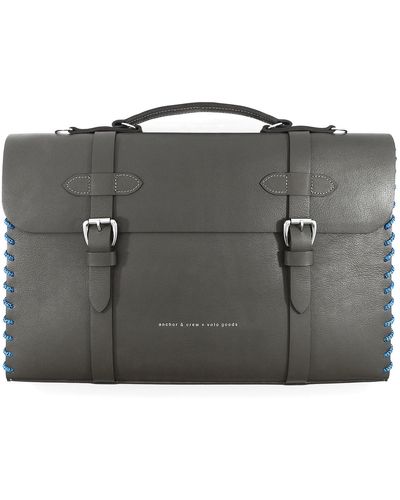 Anchor and Crew Falcon Rufford Leather & Rope Briefcase Large - Gray