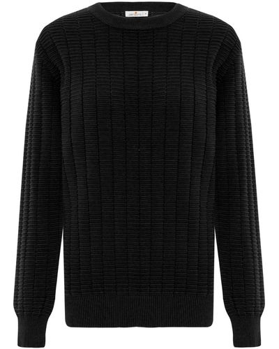 Peraluna Zacha O-neck Waffle Knit Pullover In - Black