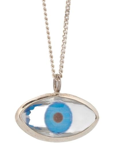 Ebru Jewelry Blue Glass Evil Eye Sterling Silver Necklace