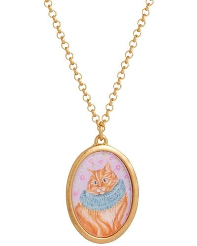 Fable England Fable Catherine Rowe Pet Portraits Ginger Pendant Short Necklace - Metallic