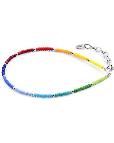 Anchor and Crew Multicoloured Rainbow Zoey Silver & Miyoko Glass Bracelet - Blue