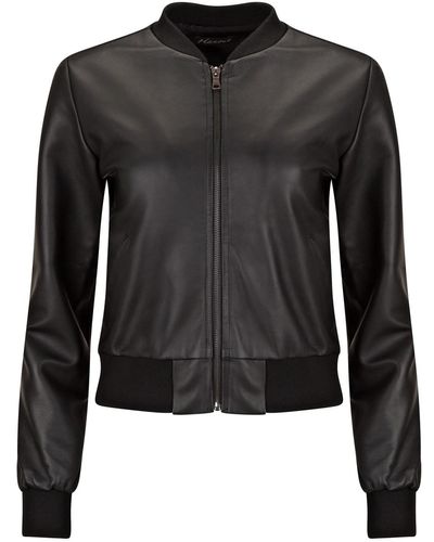 Boutique Kaotique Jeweled Leather Bomber Jacket - Black