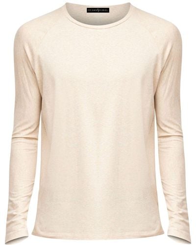 Ocean Rebel Neutrals Long Sleeve Side-slit Comfort T-shirt - Natural
