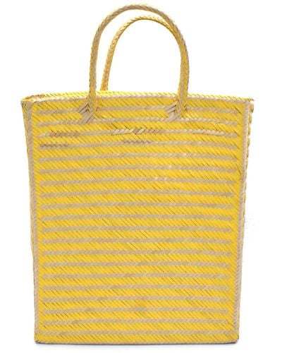 Washein / Neutrals Sardinia Medium Yellow Straw Basket Bag