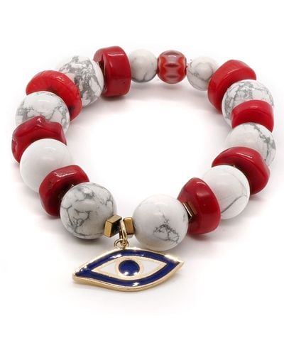 Ebru Jewelry Spiritual Beads Evil Eye Bracelet - Red