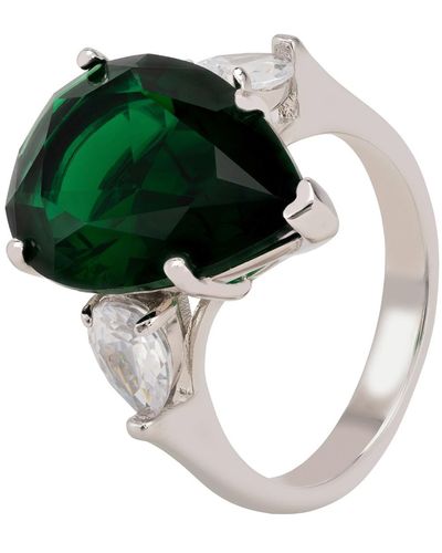 LÁTELITA London Rania Teardrop Gemstone Ring Silver Emerald - Green