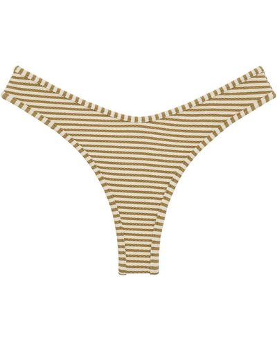 Montce Neutrals / Neutral Stripe Lulu Bikini Bottom - Metallic