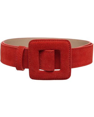 BeltBe Mini Square Suede Buckle Belt - Red