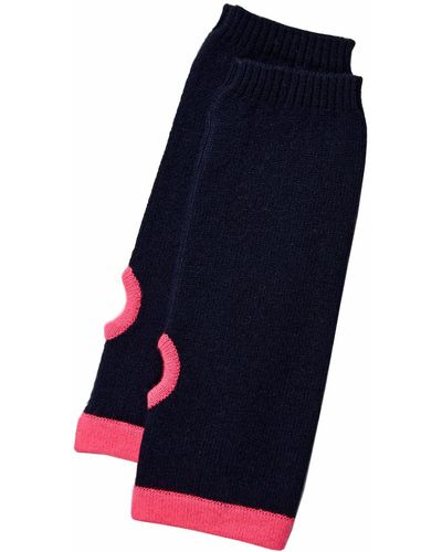 Cove Cashmere Wrist Warmers Navy & Neon Pink - Blue