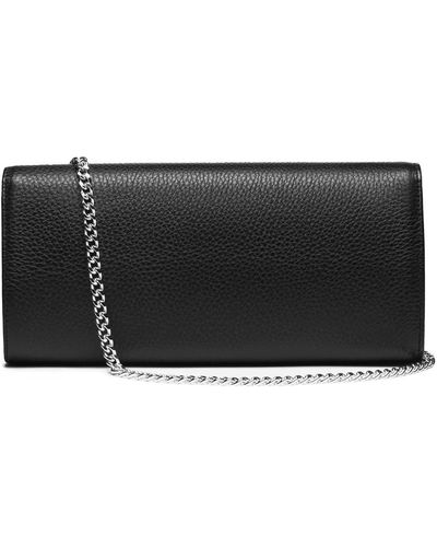 Lovard Black Leather Clutch With Silver Hardware