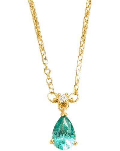 Juvetti Ori Small Pendant Necklace Paraiba Sapphire & Diamond Set In Gold - Metallic