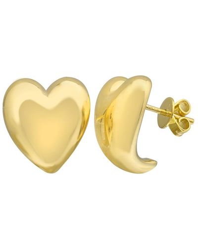 770 Fine Jewelry Heart Bold En Earrings - Yellow