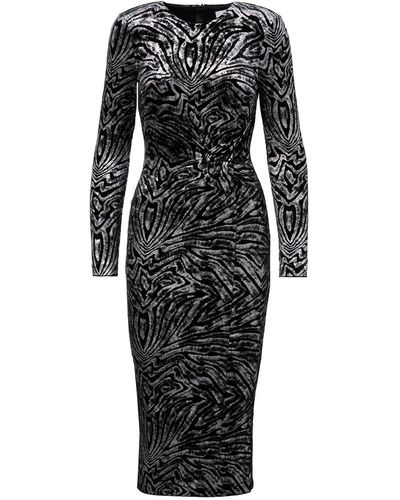 Nissa Zebra-print Velvet Dress - Black
