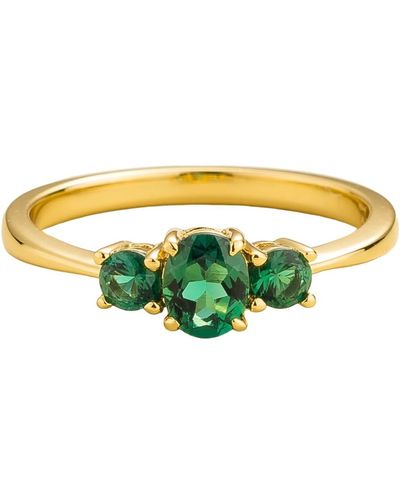 Juvetti Boble Ring In Emerald Set In Gold - Yellow