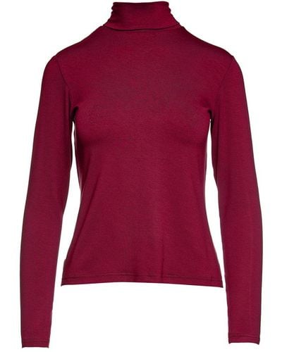 Conquista Burgundy Long Sleeve Polo Neck Sweater - Red