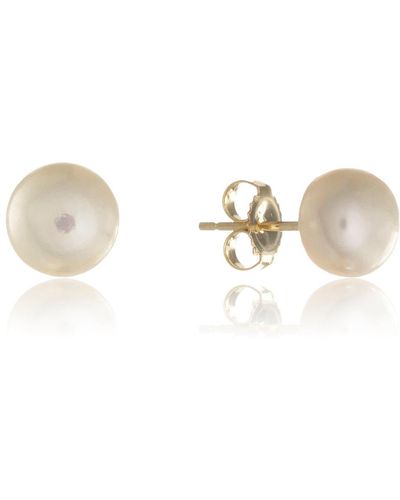 Auree Seville White Pearl & Yellow Gold Vermeil Stud Earrings - Metallic