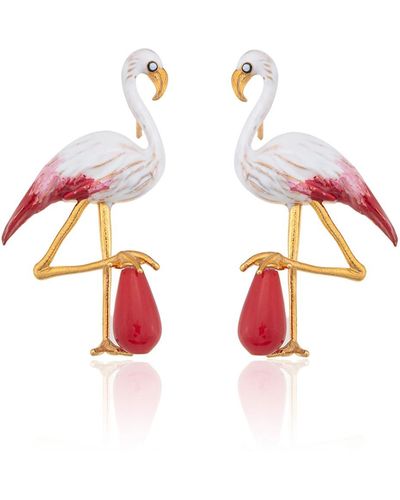 Milou Jewelry Flamingo Earrings - White