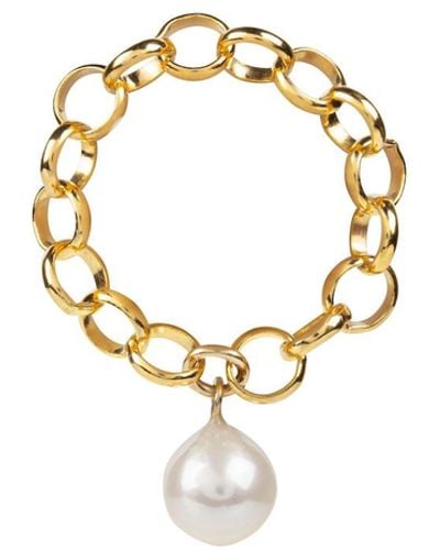Ora Pearls Aelia Pearl Chain Ring - Metallic