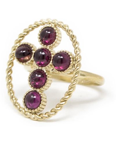 Vintouch Italy Hope Gold-plated Rhodolite Ring - Red
