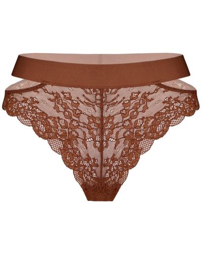 MONIQUE MORIN LINGERIE Wild Lace Cheeky Salted Caramel - Brown