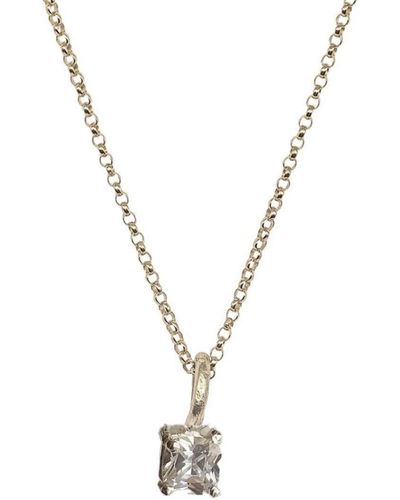 Lily Flo Jewellery Claw Set Cushion Cut Diamond Pendant Necklace - Metallic