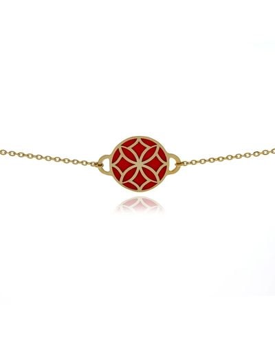 Georgina Jewelry Orange Signature Flower Gold Necklace - Red