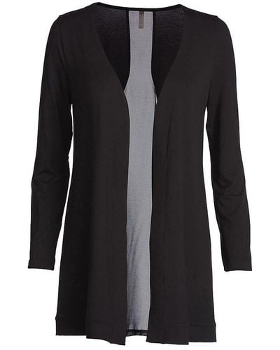Conquista Cardigan With Sheer Back Jersey - Black