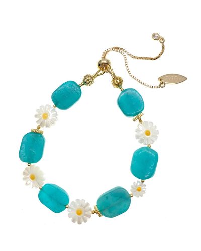 Farra Amazonite With Floral Shell Bracelet - Blue