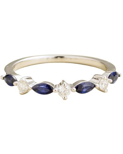 Juvetti Markiz White Gold Ring In Blue Sapphire & Diamond - Metallic