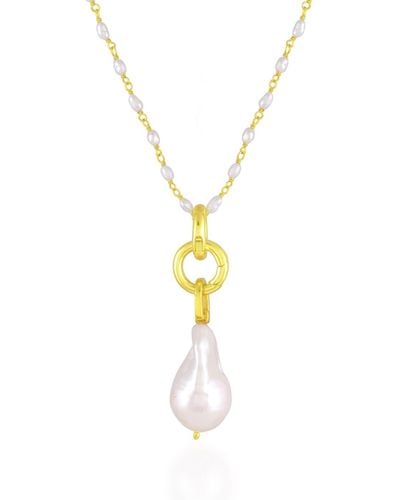 Arvino Baroque Pearl Charm Beaded Necklace Vermeil - Metallic