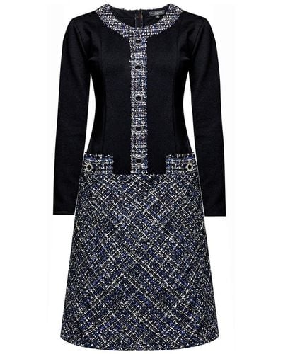 Rumour London Beatrice Jersey Dress With Blue Tweed Skirt