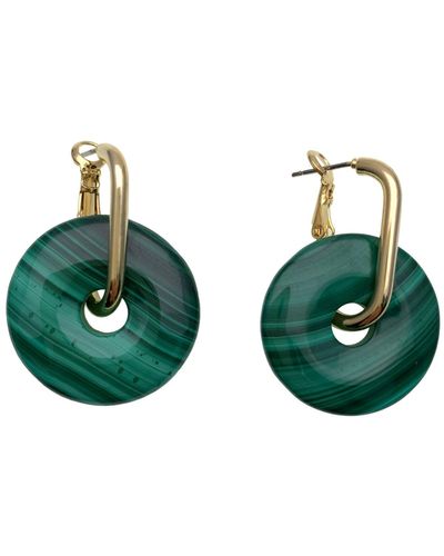 Farra Round Malachite Modern Earrings - Green