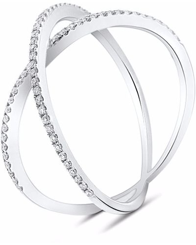 Cosanuova Dainty X Diamond Ring 18k White Gold - Metallic