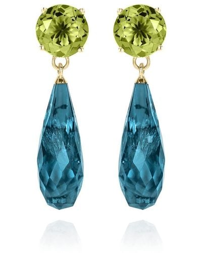 Augustine Jewels Teal Topaz & Peridot Gold Drop Earrings - Multicolor