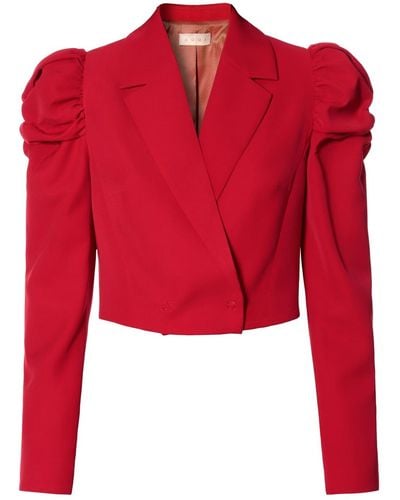 AGGI Naya Ribbon Short Blazer With Puffed Sleeves - Red