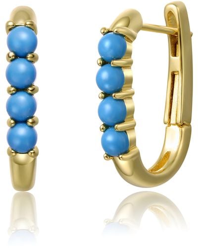 Genevive Jewelry Provence Boho Nano Turquoise Blue Hoop Earrings